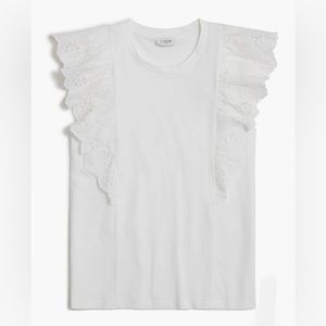 NWT J. Crew Factory Ruffle Sleeve Eyelet Top